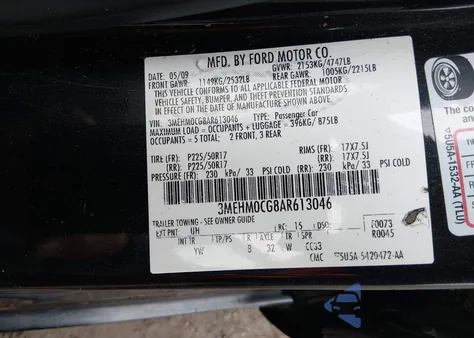 2010 Mercury Milan Premier z USA, uszkodzony, nr VIN 3MEHM0CG8AR613046